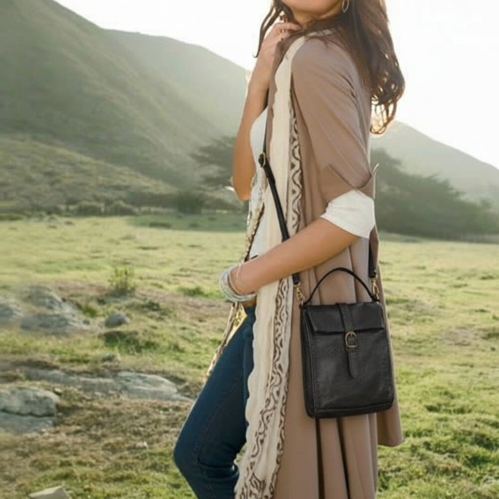 New, Coldwater Creek Full Grain Leather "Just Right" Cossbody Bag